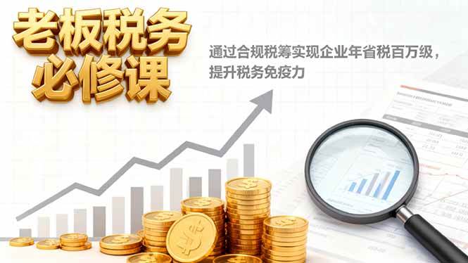 (10.30)老板税务必修课，通过合规税筹实现企业年省税百万级，提升税务免疫力