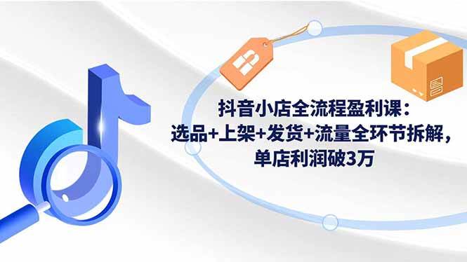 (11.18)抖音小店全流程盈利课：选品+上架+发货+流量全环节拆解，单店利润破3万