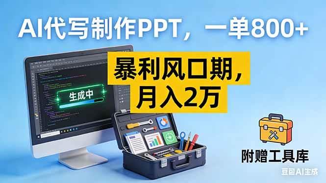 (12.30)AI代写制作PPT，一单800+， 暴利风口期，月入2万【附工具】