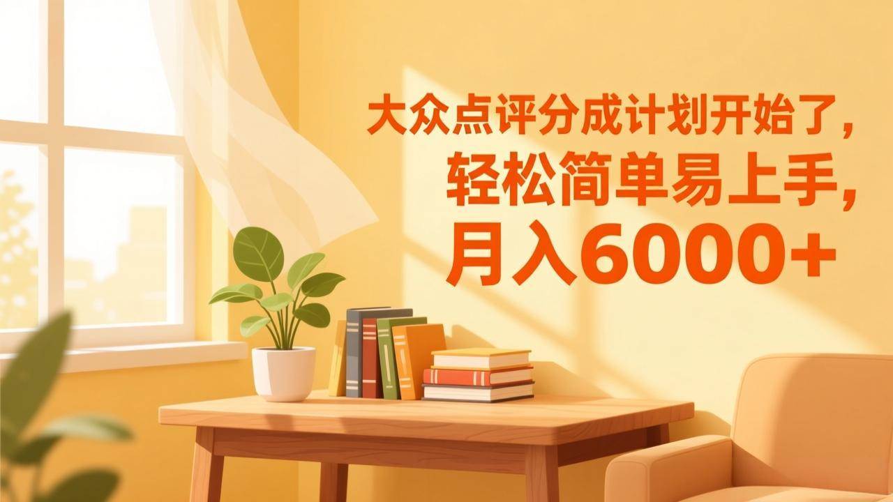 (1.10)大众点评分成计划开始了，轻松简单易上手，月入6000+