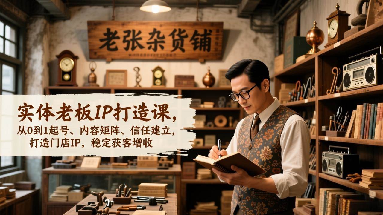 (1.11)实体老板IP打造课，从0到1起号、内容矩阵、信任建立，打造门店IP，稳定获客增收