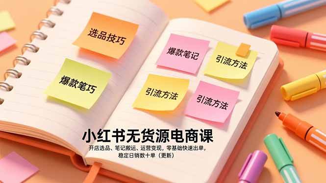 (1.6)小红书无货源电商课，开店选品、笔记搬运、运营变现，零基础快速出单，稳定日销数十单（更新）